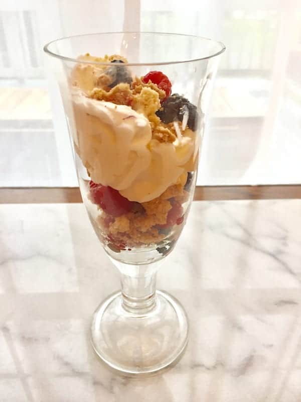 Gluten Free Cookie Crumble Fruit Parfait with Whipped Cream