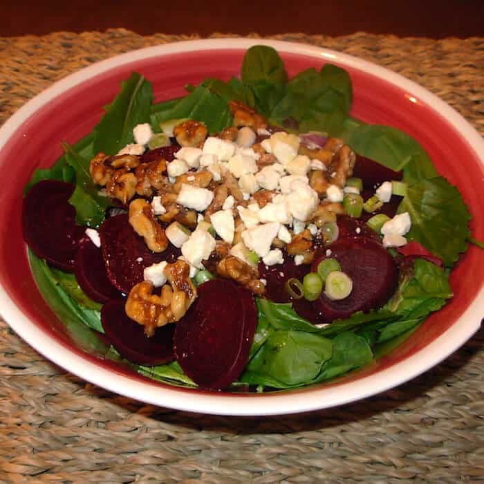 Try some beets, walnuts and feta on your green salad.