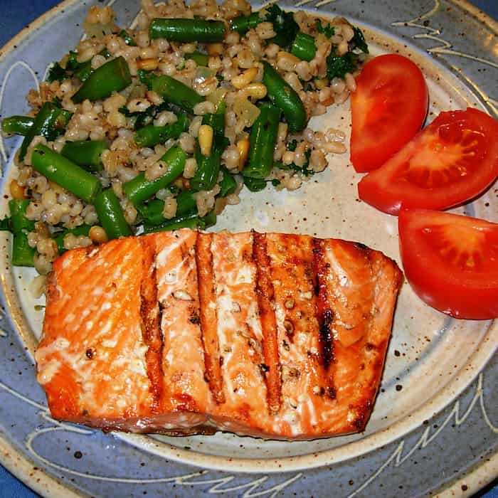Barley with Green Beans Parmesan, diabetic friendly.