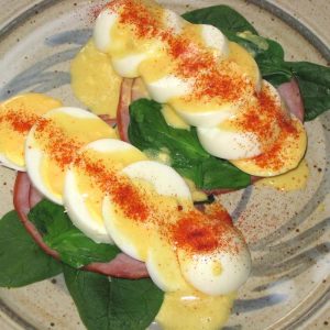 Hard Cooked Eggs Florentine is a beautiful breakfast.
