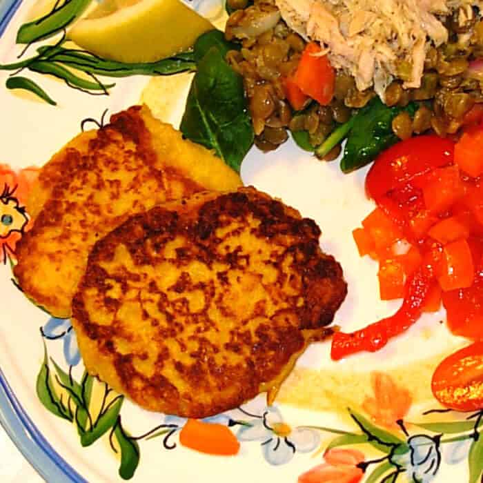 Corn Pancakes, French recipe for supper pancakes using whole kernel corn