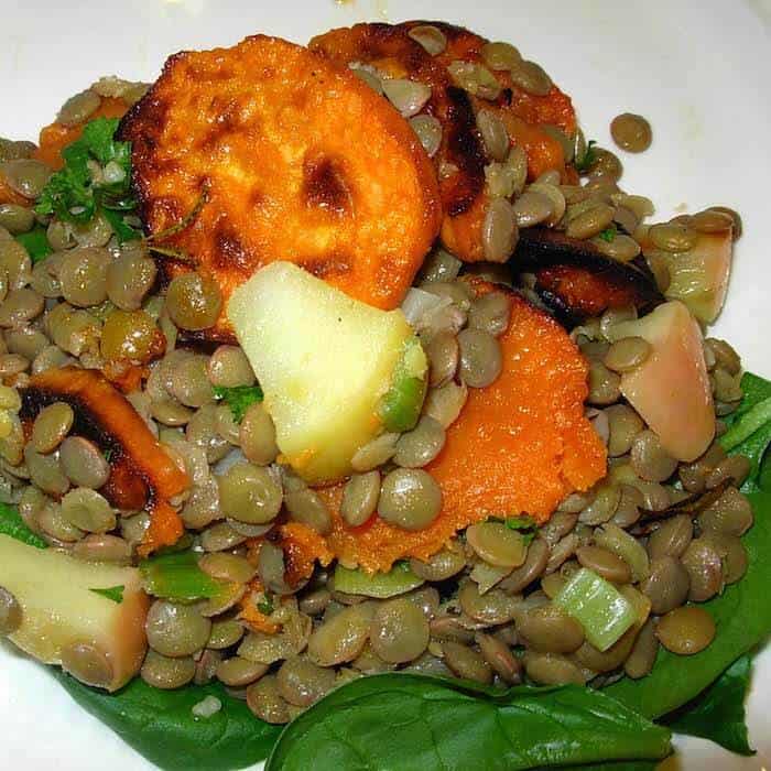 Doesn't this Lentil Sweet Potato Salad look great? Eat it warm or cold.