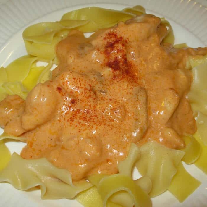 Chicken Stroganoff, so tasty.