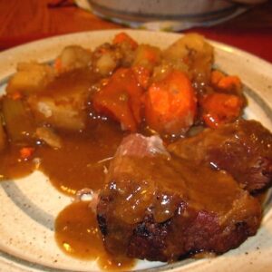 Crockpot Ginger Pot Roast with Ginger Snap Gravy