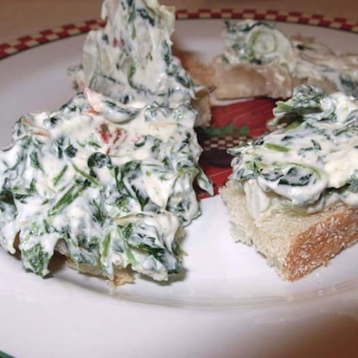 Knorr's Spinach Dip spread on bread