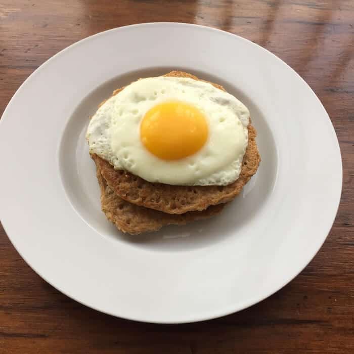 Gluten Free Oatmeal Pancakes with an Egg on Top