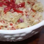 Quinoa Artichoke Salad with Hearts of Palm is a protein-filled vegan entree.