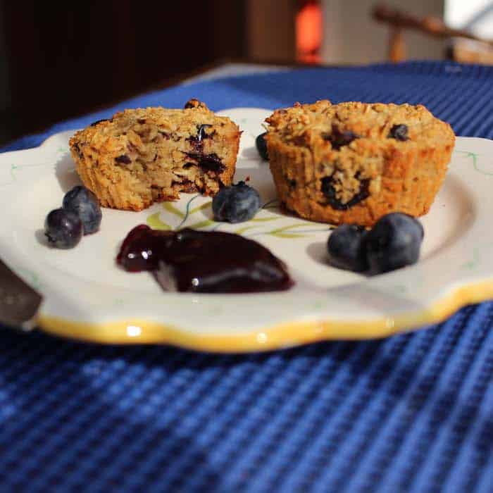 Gluten Free Blueberry Muffins with Oats. These are SO good.