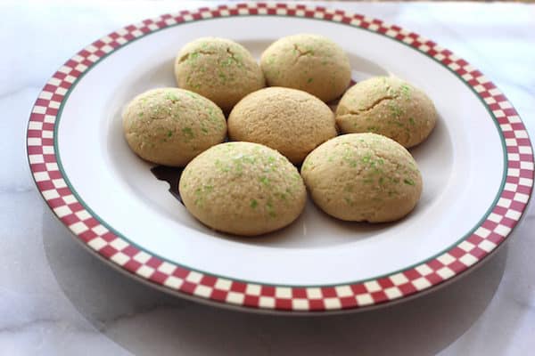 Gluten Free Danish Sugar Cookies, using 4 cups of flour and baking for 9 minutes. Too dry! Use 3 cups instead.