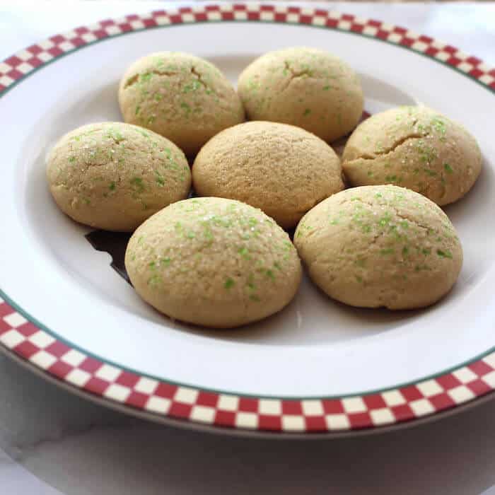 Gluten Free Danish Sugar Cookies, using 4 cups of flour and baking for 9 minutes. Too dry! Use 2 ½ cups instead.