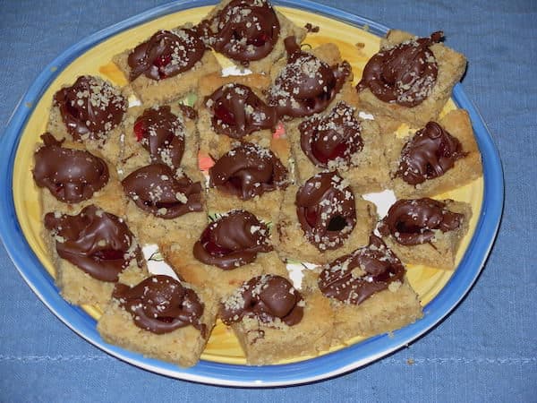Chocolate Cherry Squares, ready for guests.