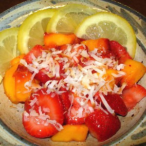 Strawberries and Peaches in Lemon with Coconut