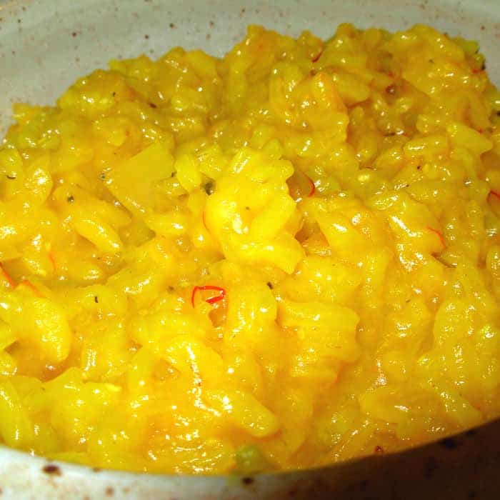 Saffron Scented Risotto takes about 45 minutes to make, but it is SO worth it.