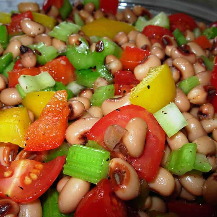 Louisiana Black Eyed Pea Salad. Did you know black eyed peas are thought to bring prosperity?