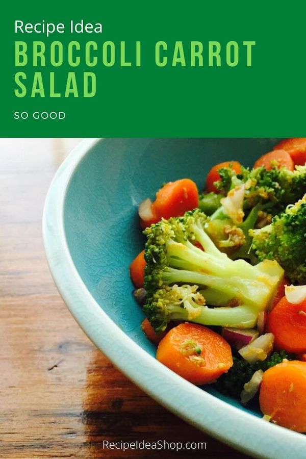 Broccoli Carrot Salad has a simple vinaigrette. 20-minute recipe. #broccoli-carrot-salad #moosewood #easyrecipes #vegan #glutenfree #salads #comfortfood #cookathome #food #recipes #recipeideashop