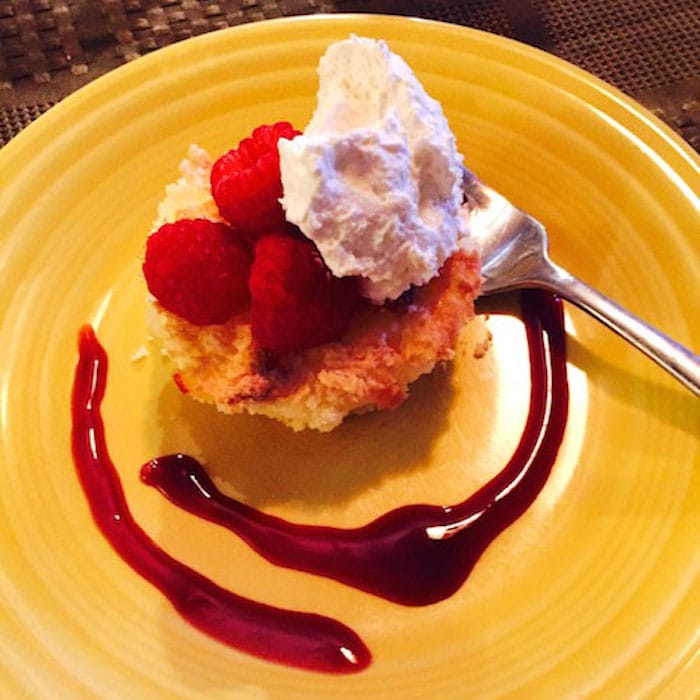 Gluten Free Lemon Cake with Strawberries & Whipped Cream is a light dessert.