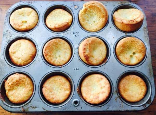 Bake the Yorkshire Puddings in a muffin or cupcake pan until they have puffed up and are nicely browned.
