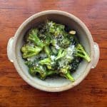 Roasted Lemon Garlic Broccoli is good hot or at room temperature.