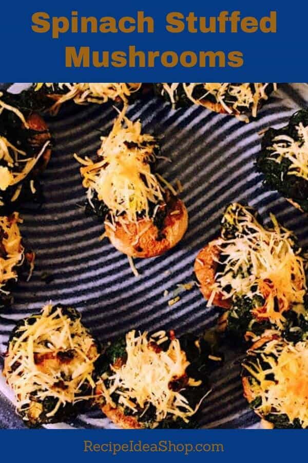 Spinach Stuffed Mushrooms. Super easy. Delicious appetizer. #spinachstuffedmushrooms; #stuffedmushrooms; #appetizerrecipes; #simpleappetizers; #recipes; #recipeideashop
