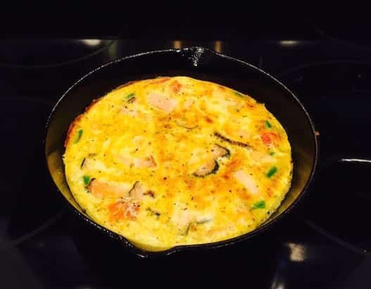 Whole Asparagus Tomato Frittata, ready for serving.
