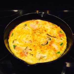 Whole Asparagus Tomato Frittata, ready for serving.