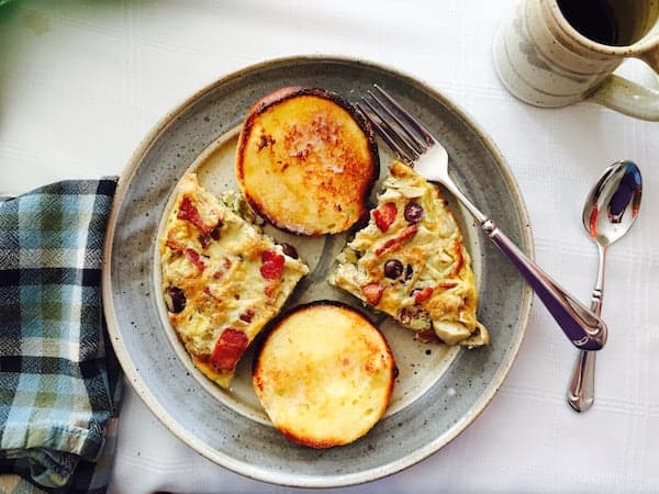 Bacon Artichoke Kalamata Frittata