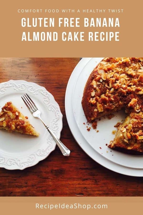 Ever eat Pineapple Upside Down Cake? This Gluten Free Banana Almond Cake is even better! And just as easy. #glutenfreebananaalmondcake #upsidedowncake #coffeecake #breakfast #glutenfree #recipes #comfortfood #recipeideashop