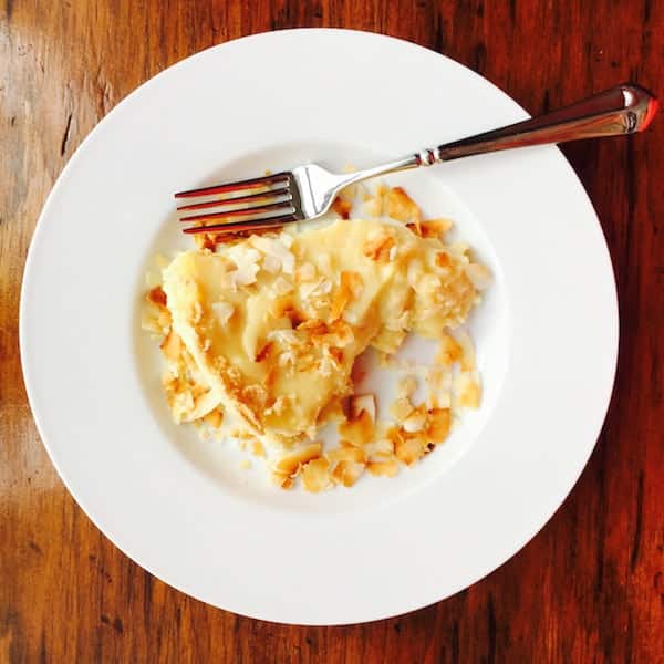 A slice of Gluten Free Coconut Cream Pie
