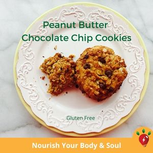 Gluten free peanut butter chocolate chip cookies. Yum!