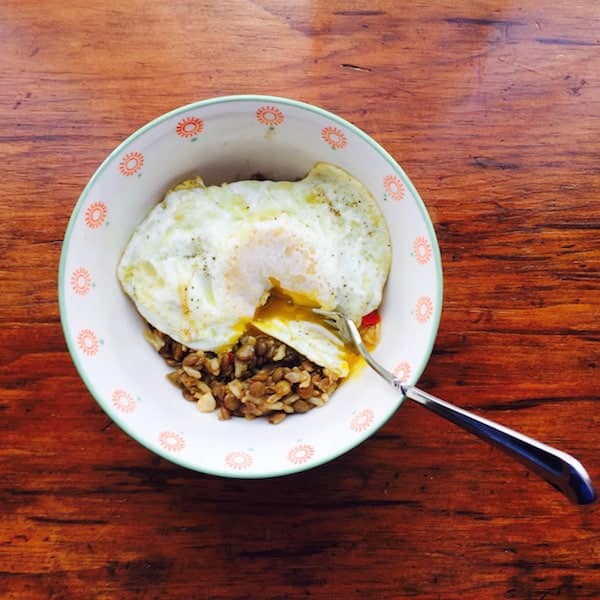 Lentil Rice Bowl with an Egg on Top. My fav!