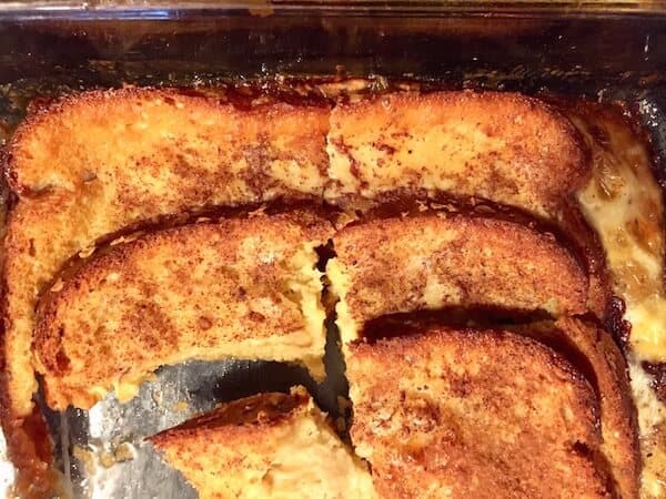 This Overnight Baked French Toast Recipe is a family favorite. Great casserole for company. #OvernightBakedFrenchToast