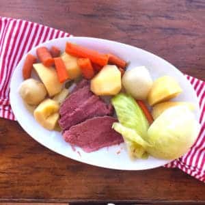 Slow Cooker Corned Beef & Cabbage Dinner. Moist. Easy. 15 minutes prep. Done when you get home from work.