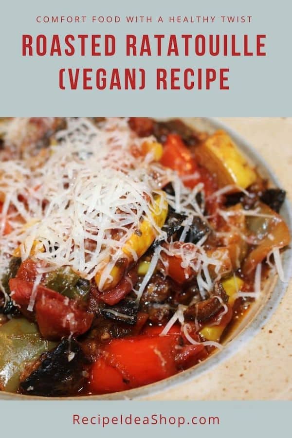 Roasted Ratatouille. SO good. Best way to eat veggies. #roastedratatouille #vegan #roastedvegetables #frenchstew #comfortfood #glutenfree #recipes #recipeideashop