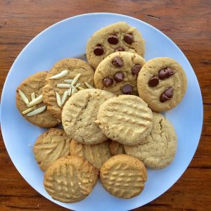 Homemade Peanut Butter Cookies with a variety of toppings.