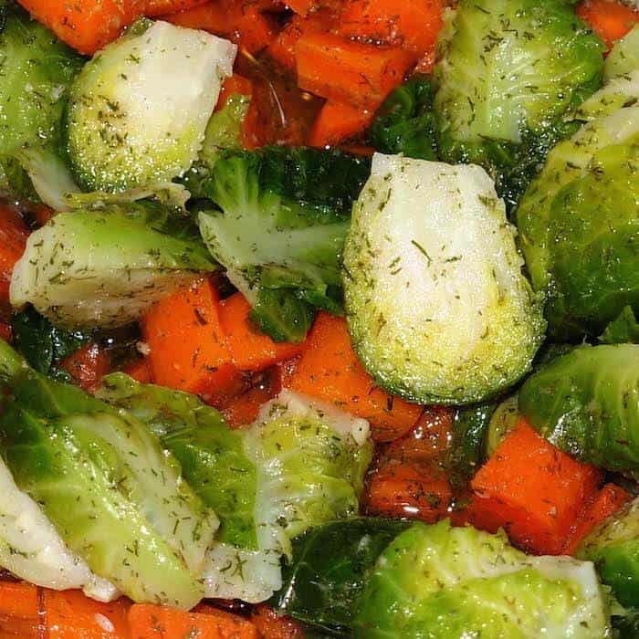 Brussels Sprouts and Carrots in Vinaigrette.
