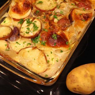 rich and creamy scalloped potatoes with thyme