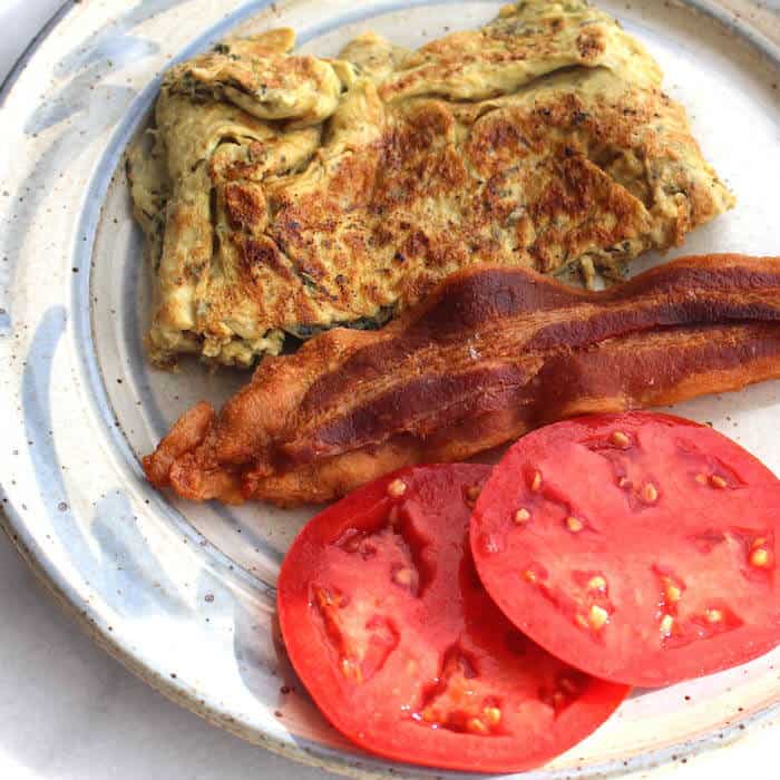 Zucchini Omelet with Bacon and Tomatoes