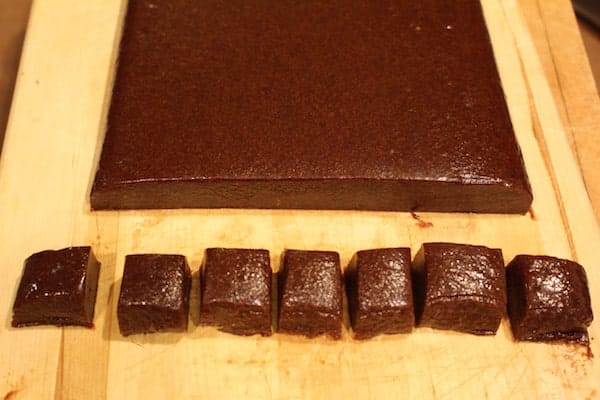 Dump the caramels out of the pan and cut them into one-inch squares.