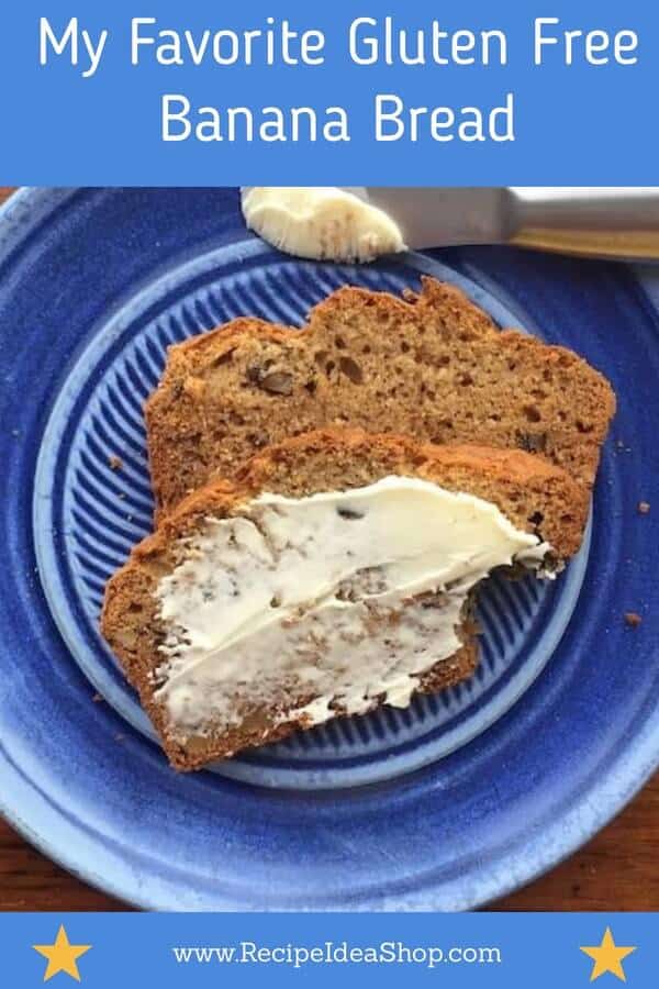 This is a favorite gluten free Banana Bread recipe. #favoritebananabreadrecipe #bananabreadrecipe #glutenfree #glutenfreebananabread #recipes #recipeideashop
