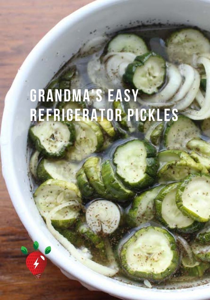 Grandma's No Cook Refrigerator Pickles. Awesomely easy. #RefrigeratorPickles #Pickles #Recipes #HealthyTwist #GlutenFree #DairyFree #Recipes #RecipeIdeaShop