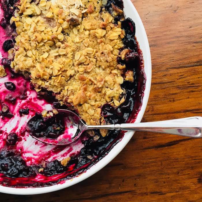 This is a really easy blueberry crisp recipe. People will think you worked hard. But it's super easy.