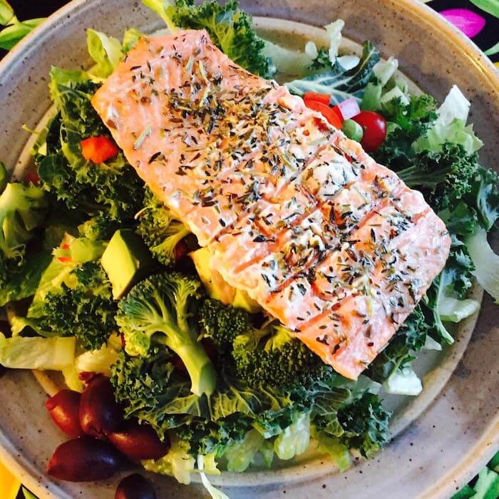 Grilled Herbed Salmon Salad, simple and delicious.
