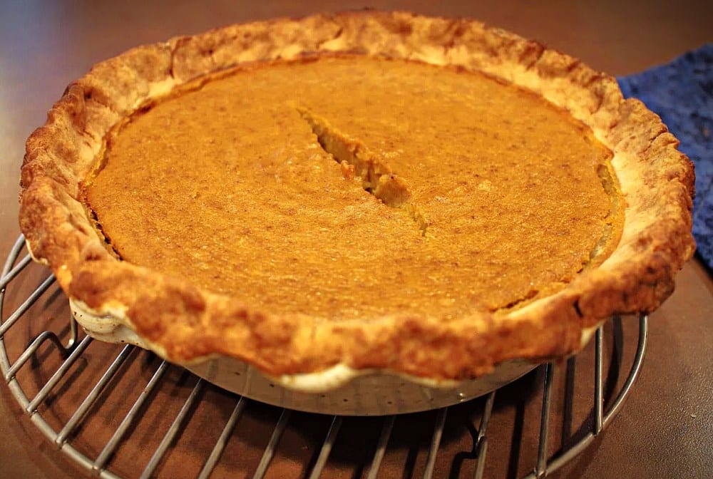 roasted pumpkin pie with homemade pie crust