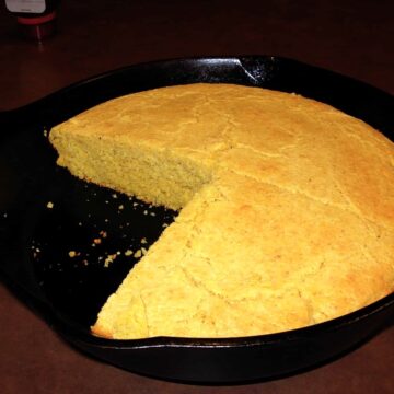 traditional cornbread in iron skillet