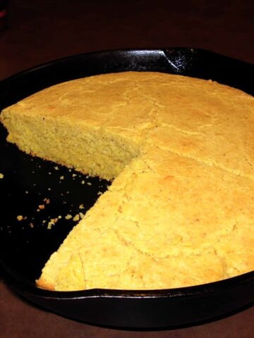 traditional cornbread in iron skillet