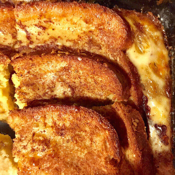 You can either layer your bread or cube it. Overnight Baked French Toast is SO good.