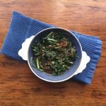 Dandelion Greens can be eaten raw, sautéed in olive oil with a little onion and garlic, or cooked with a vinegar-sugar dressing. Shown here with Molasses Honey Vinaigrette.