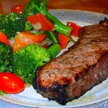 New York Strip Steak cooked at home