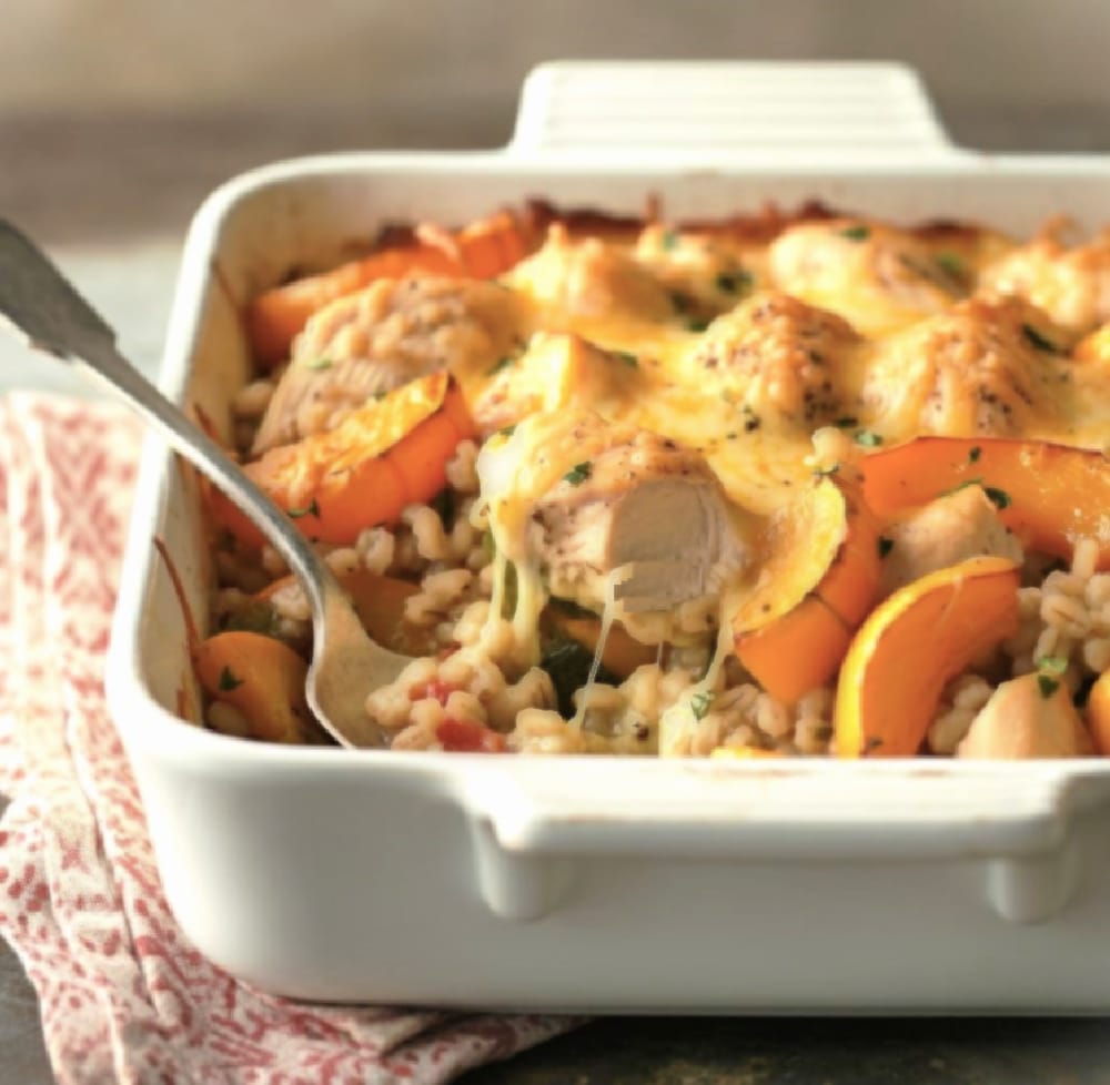 chicken squash and barley leftovers casserole