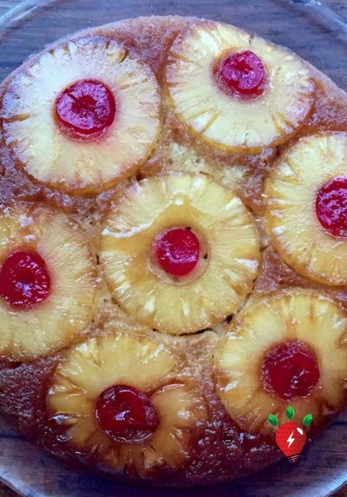 You'd never guess this GF Pineapple Cake is gluten free. Amazing! #GFPineappleCake #GlutenFree #PineappleUpsideDownCake #CakeRecipes #HealthyTwist #RecipeIdeaShop